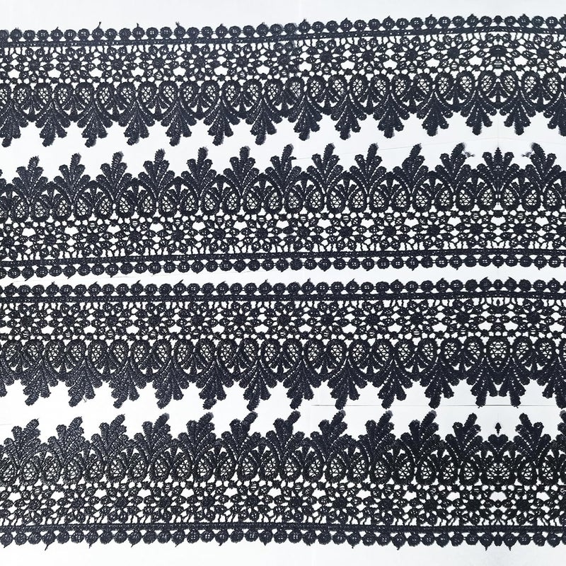 DKKUAYANGUP (Black Floral Lace Trim - 5 Yards, 9cm Wide | Wedding Dress Embellishment, Gift Packaging, Party Decor | DIY Sewing & Craft Supplies - Image 4